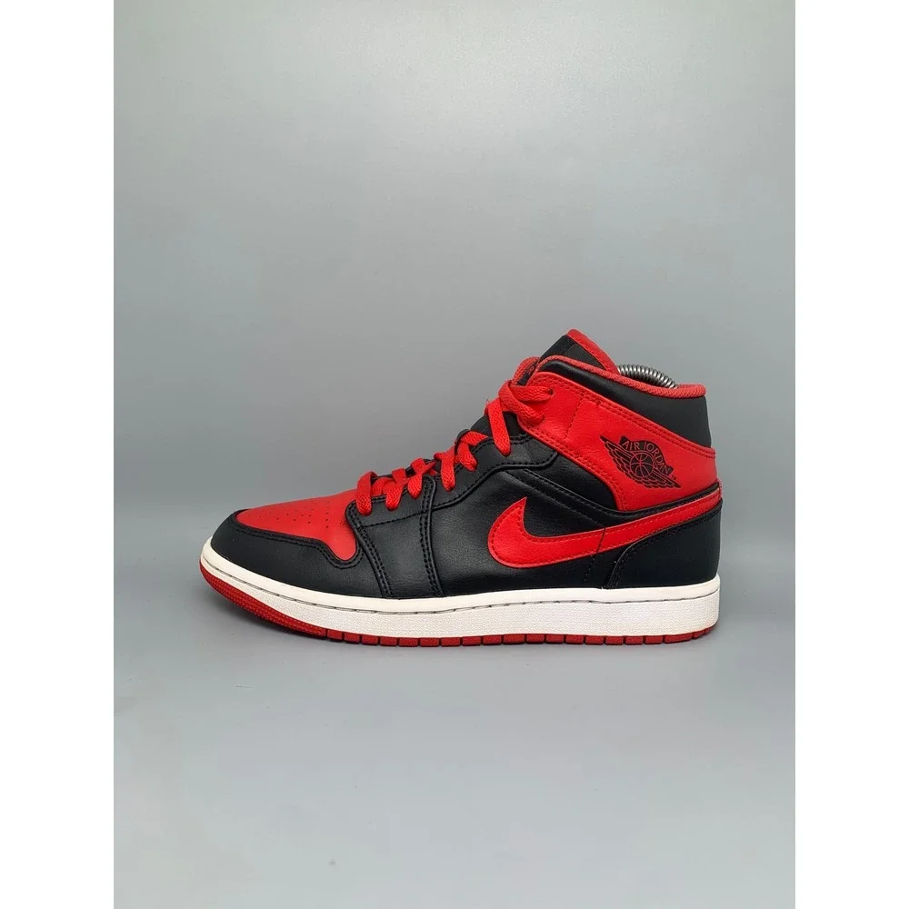 Jordan 1 Mid Bred‎ Black Red Basketball SHoes DQ8426-060 Men's Sz 8.5